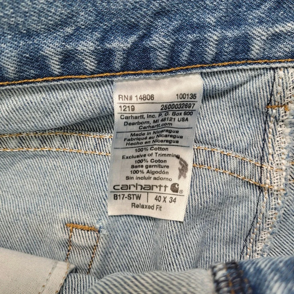 Carhartt B17-STW Relaxed Fit Tapered Leg Jeans Mens Actual Sz‎ 38x34 Blue Denim